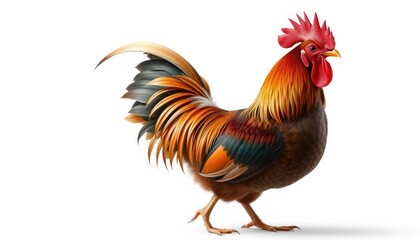 Fototapeta premium Colorful Rooster on White Background