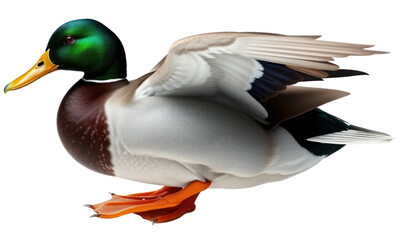 Obraz premium Duck In Flight, Isolated On Transparent Background