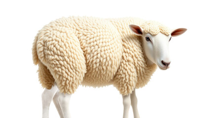Fototapeta premium Fluffy White Sheep with Thick Wool on Transparent Background