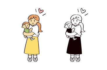親子のイラストセット