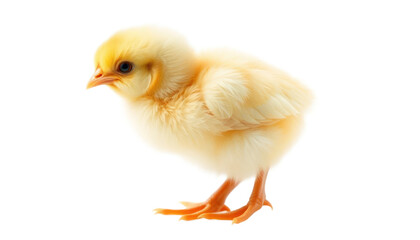 Obraz premium Fluffy Yellow Baby Chick on White Background