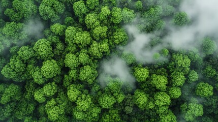 Aerial View of a Lush Green Forest, Natural Landscape and Untouched Wilderness