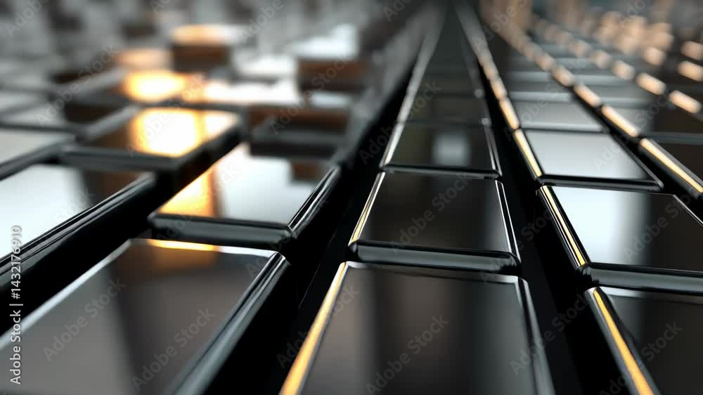 Wall mural abstract chrome blocks: a study in reflective surfaces and geometric patterns