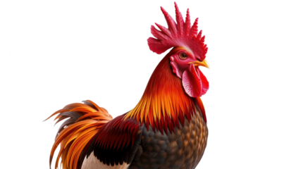 Vibrant Rooster Portrait Against Black Background