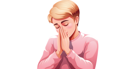 Professional Boy Pray Flat Symbol Pink Color Vector Icon Usage