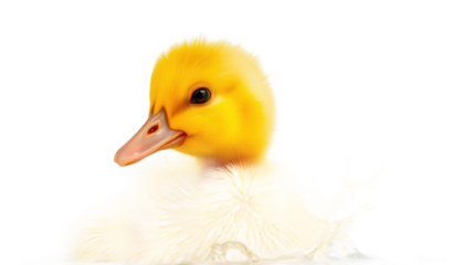 Yellow Duckling Splashing in Water