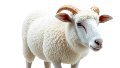 Obraz premium White Sheep with Short Horns on Transparent Background
