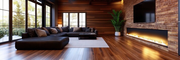 living room with rustic interior design, 