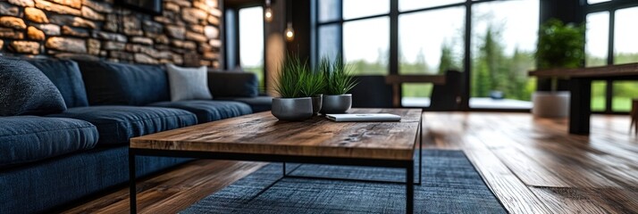 living room with rustic interior design, 