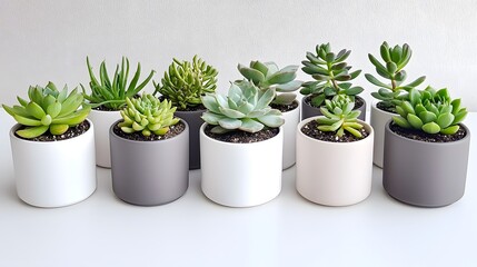 Vibrant succulents arrangement indoor flat lay minimalist top view