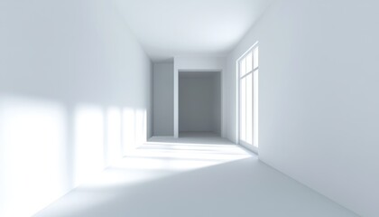 Empty, bright, modern room with natural light