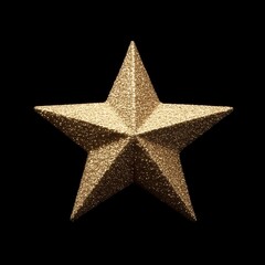 Fototapeta premium Gold glitter five-pointed star ornament on black