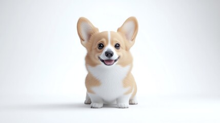 Smiling, fluffy dog, sitting,  adorable,  digital art