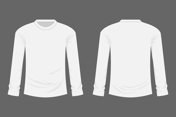 White t-shirt long sleeve front and back view design.