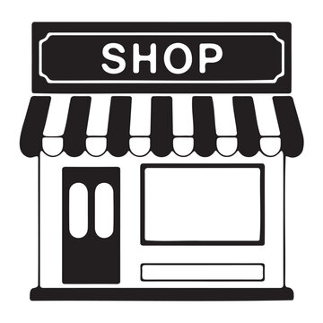 Simple Black and White Shop Front Illustration VECTOR