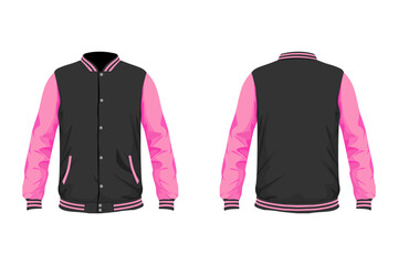 Varsity jacket design, black and pink color. © Adi