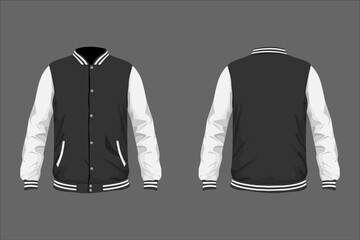 Varsity jacket design, black and white color.