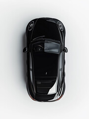 Fototapeta premium Sleek Black Sedan: Top-Down View of a Modern Luxury Car, Precision Engineering and Automotive Design, High-Gloss Finish, Detailed Interior Glimpse