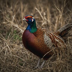 Fototapeta premium The pheasant as a symbol of fleeting beauty in nature.
