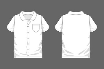White uniform blank flat mockup template. for school and work used. front and back view.