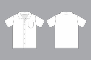 White uniform blank flat mockup template. for school and work used. front and back view.