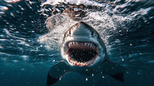 Deadly Encounter: Human vs. Shark in Open Water