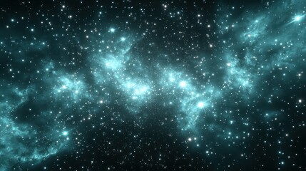 Fototapeta premium A teal nebula of cosmic dust and scattered stars.