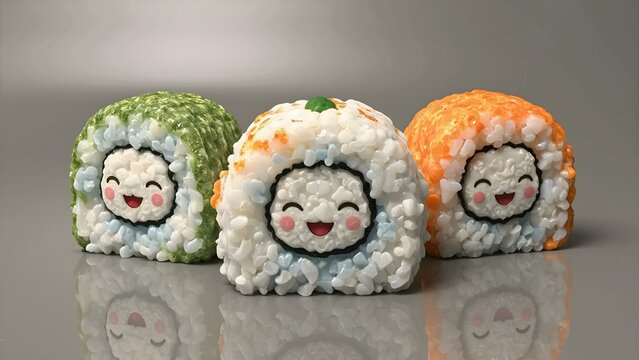  Happy Sushi Trio - Powered by Adobe