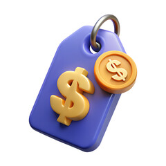 Price Tag with Currency Symbol &ndash; Made in 3D on Transparent Background