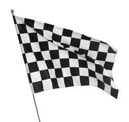 One racing checkered flag isolated on white
