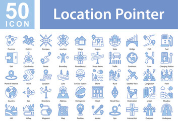 Location Pointer Icon Collection and Symple Concept mixed blue color	