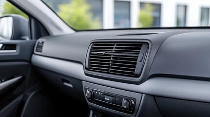 Fototapeta premium Car Interior with Air Vent and Control Panel Focused on Modern Design