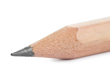 One sharp graphite pencil isolated on white