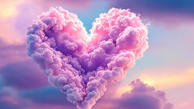 Heart shaped cloud formation on pastel sky