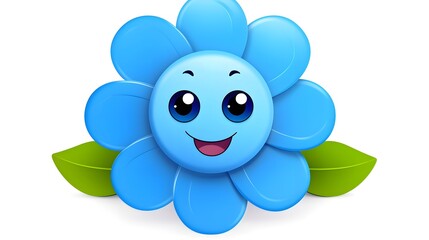 Obraz premium Top view of a humorous and adorable blue flower for design projects