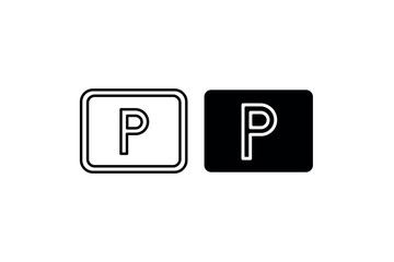 Minimalist Parking Icon &ndash; Black and White Parking Sign Symbol for Maps & Navigation