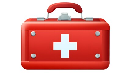 Obraz premium Professional First Aid Toolbox Flat Symbol Raster Icon for Medical Websites and Apps