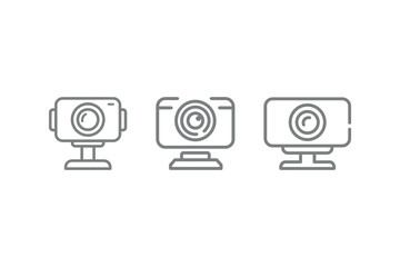 Webcam Icon Set &ndash; Minimalist Line Art for Video Call & Streaming