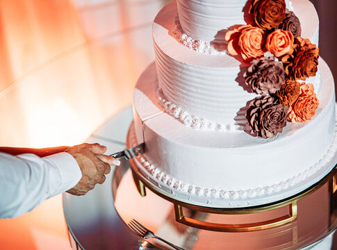 Wedding cake on platter beautiful