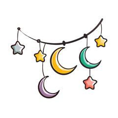 crescent moon garland icon, crescent moon garland vector illustration-simple illustration of crescent moon garland, perfect for crescent moon garland logos and icons