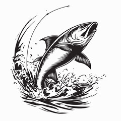 Fish Jumping Out Of Water Vector Image Isolated On white Background.