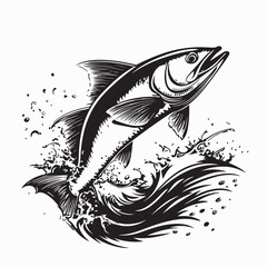 Fish Jumping Out Of Water Vector Image Isolated On white Background.