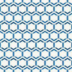 Honeycomb seamless pattern. Hexagon mosaic tiles ornament. Ethnic surface print. Repeated geometric figures background. Ornamental wallpaper. Modern geo design digital paper.