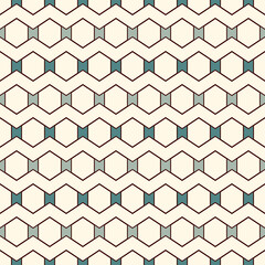 Zigzag seamless pattern. Hexagon mosaic tiles ornament. Ethnic surface print. Repeated geometric figures background. Ornamental wallpaper. Modern geo design digital paper. Vector abstract art