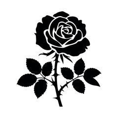 Rose flower vector silhouette design with a white background