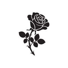 Rose flower vector silhouette design with a white background
