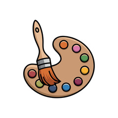 Paintbrush and colour palette vector illustration