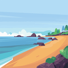 Sea beach vector illustration 