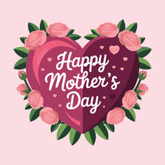 Happy Mother’s Day Floral Heart – Elegant Rose Frame Greeting Card Design