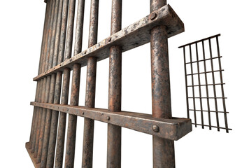 Rusty metal jail bars illustration symbolic of prison and confinement